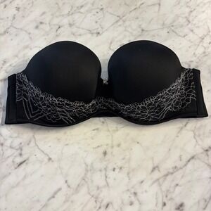 Cacique Black Lace Trim Boost‎ Multi Way Strapless Bra 44C